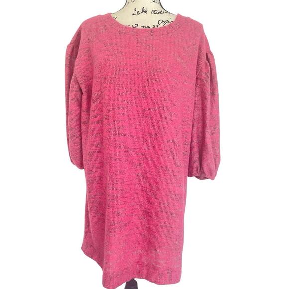 SATURDAY SUNDAY ANTHROPOLOGIE TUNIC DRESS LYLA COZY PINK BALLOON SLEEVE SZ M NWT - Picture 5 of 16